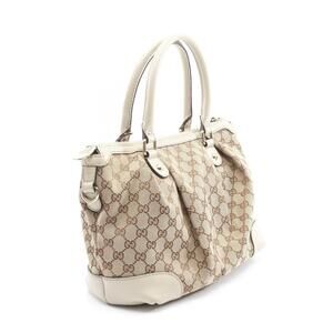Gucci Sukey GG Canvas Handbag Leather Beige Ivory White